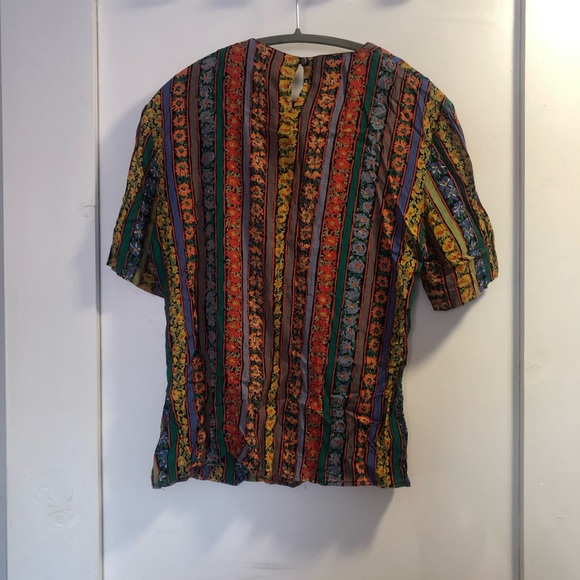 Vintage floral striped blouse size 10. Made in Canada. - Picture 4 of 4